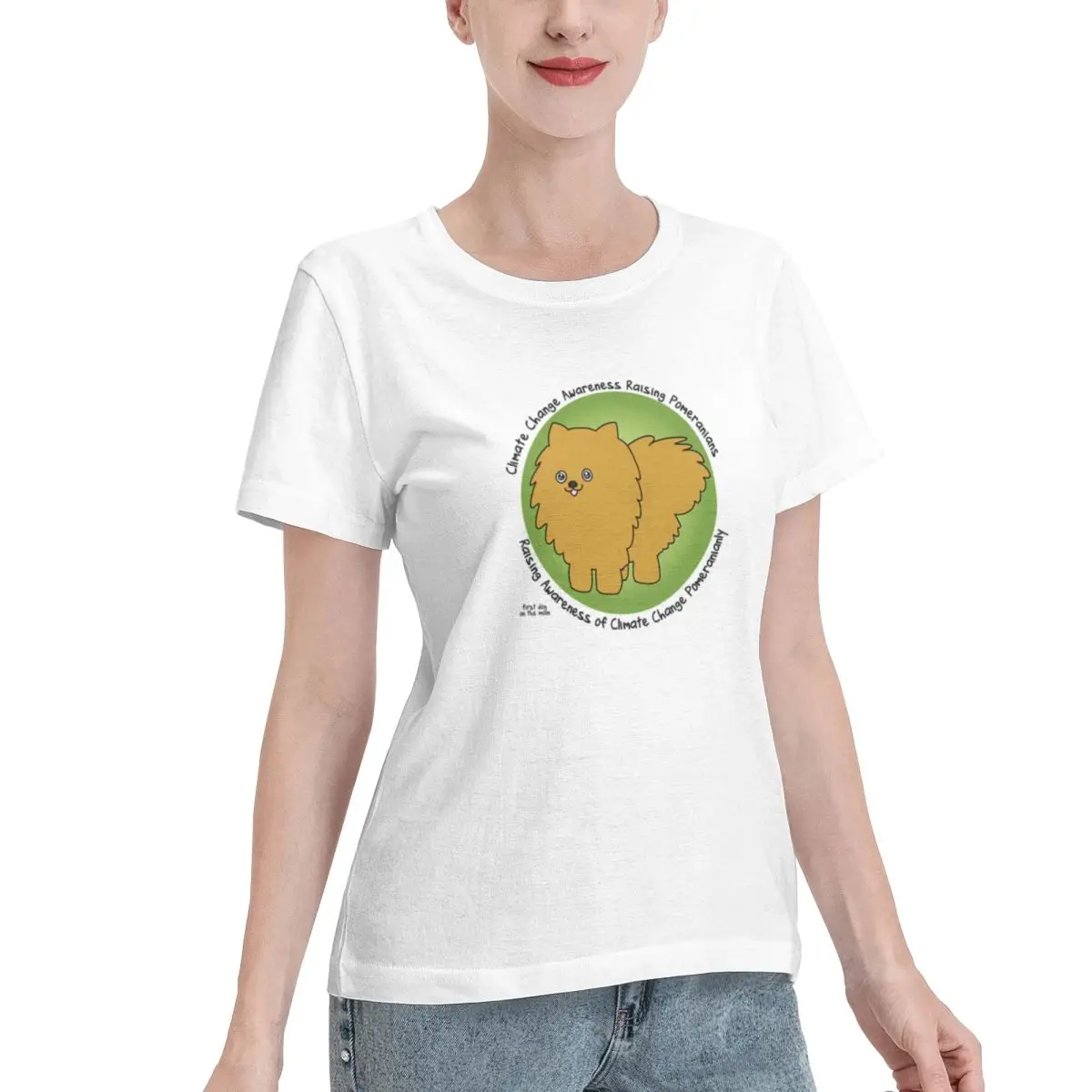 Discount Climate Change Raising Pomeranians Women's T-shirt French Chic All Season T-Shirt