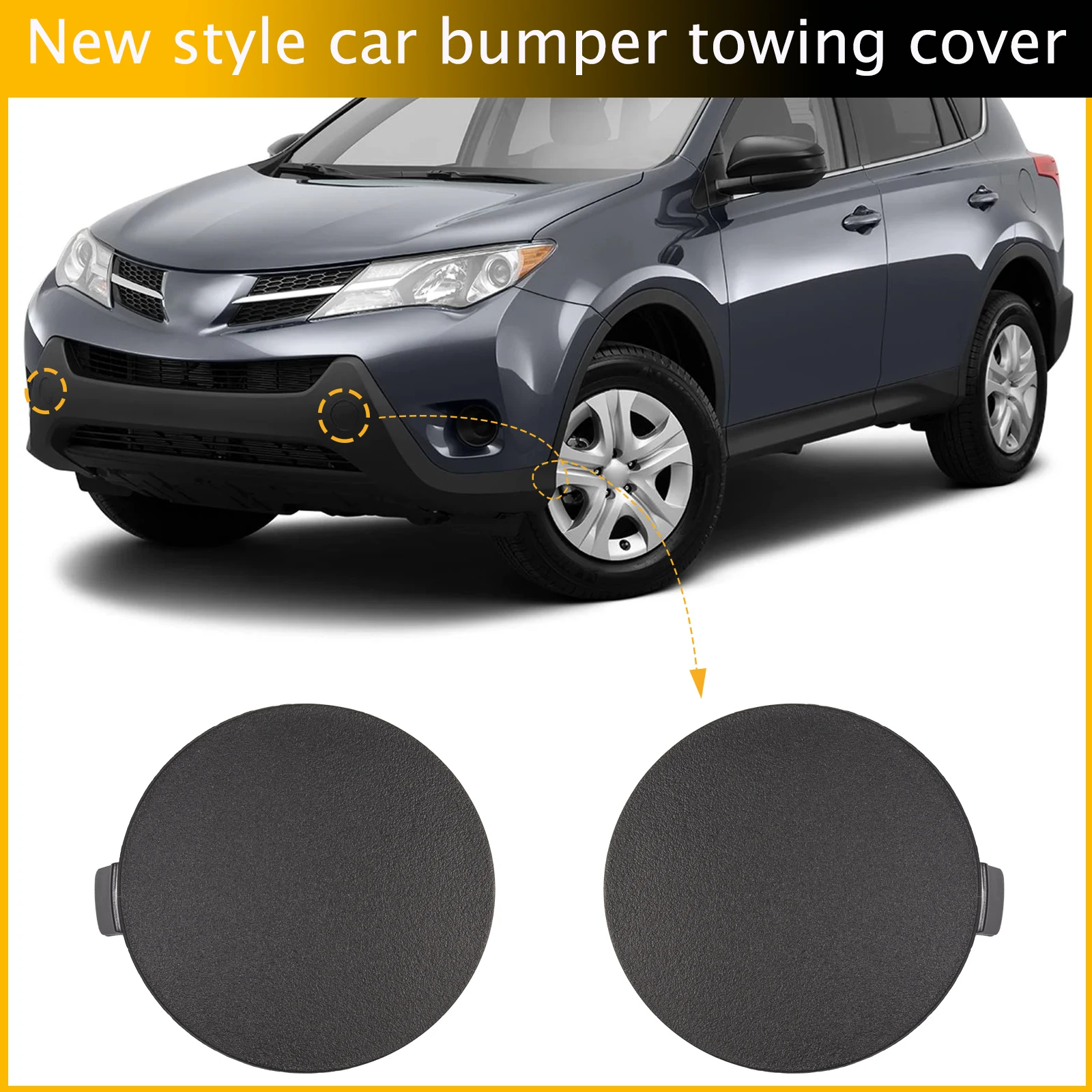 

Front Bumper Tow Hook Cap Towing Eye Cover For Toyota RAV4 2013-2015 53286-0R060 53285-0R060 Left Right