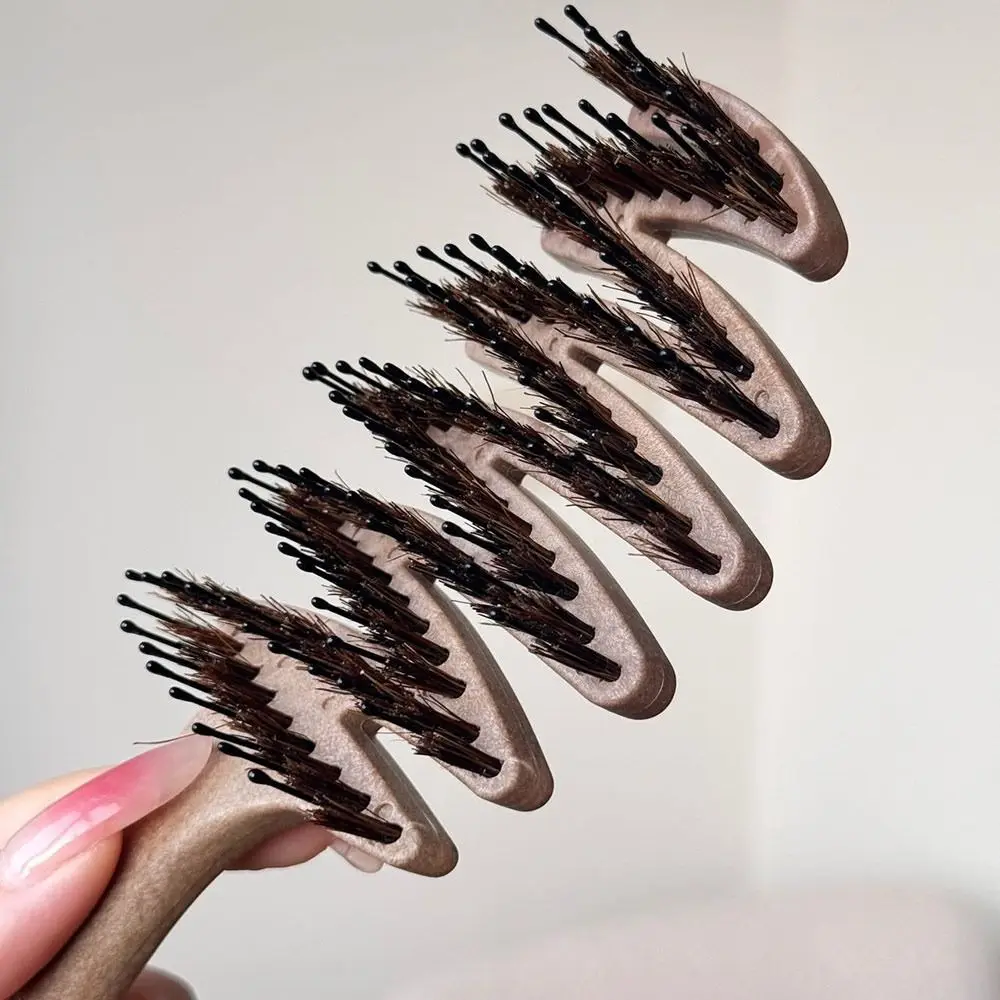 Hollow Boar Bristle Hair Comb Rose Comb Fluffy Hair Care Scalp Massage Brush Voluminous Roots Style Curly Hairbrush