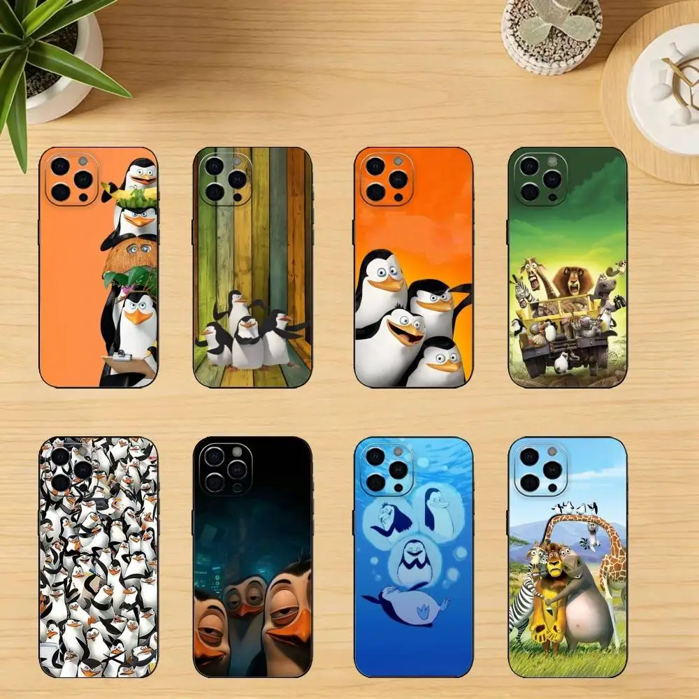 

P-Penguins Of M-Madagascar Funny Phone Case For iPhone 17,16,15,14,13,12,11 Plus,Pro Max,Soft Silicone Black Cover