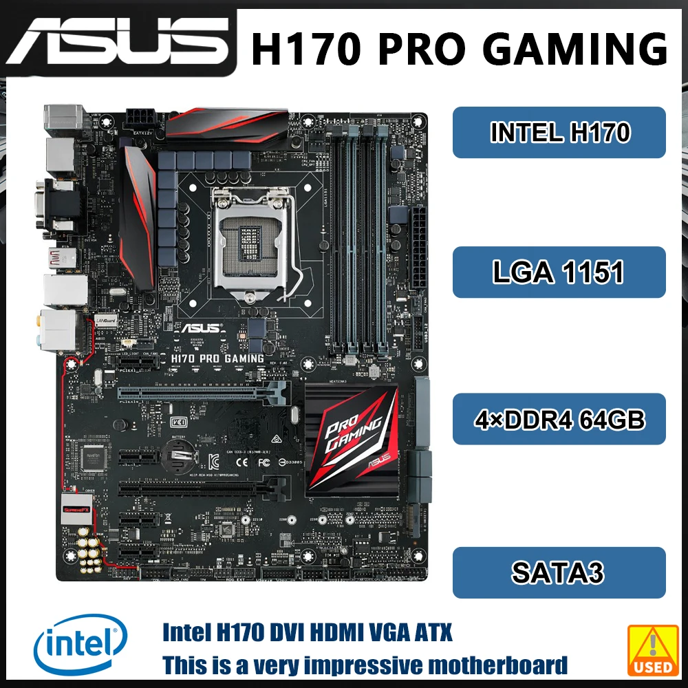 ASUS H170 PRO GAMING Motherboard LGA 1151 DDR4 64GB Intel H170 support Core i3-6300 i3-7300 i5-6400 i5-6600 i5-7600 cpu M.2 ATX