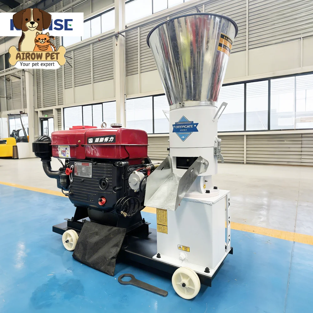 AIROW New Kawise Water-Cooled Diesel Feed Pellet Machine Electric Start 250-400kg/h Capacity 2.5-8mm Pellet Size for Farm Feed