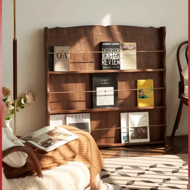 

black walnut solid wood reading racks, display racks, retro storage bookshelves, storage shelves, and shelves on the floor