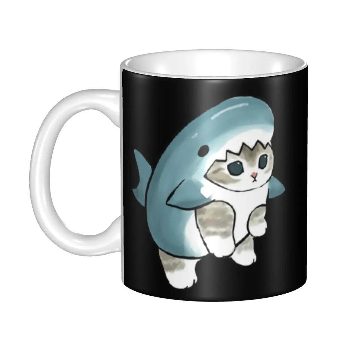 Funny Cat Shark Cartoon Anime Animals Mugs Customized Coffee Ceramic Mug Creative Present