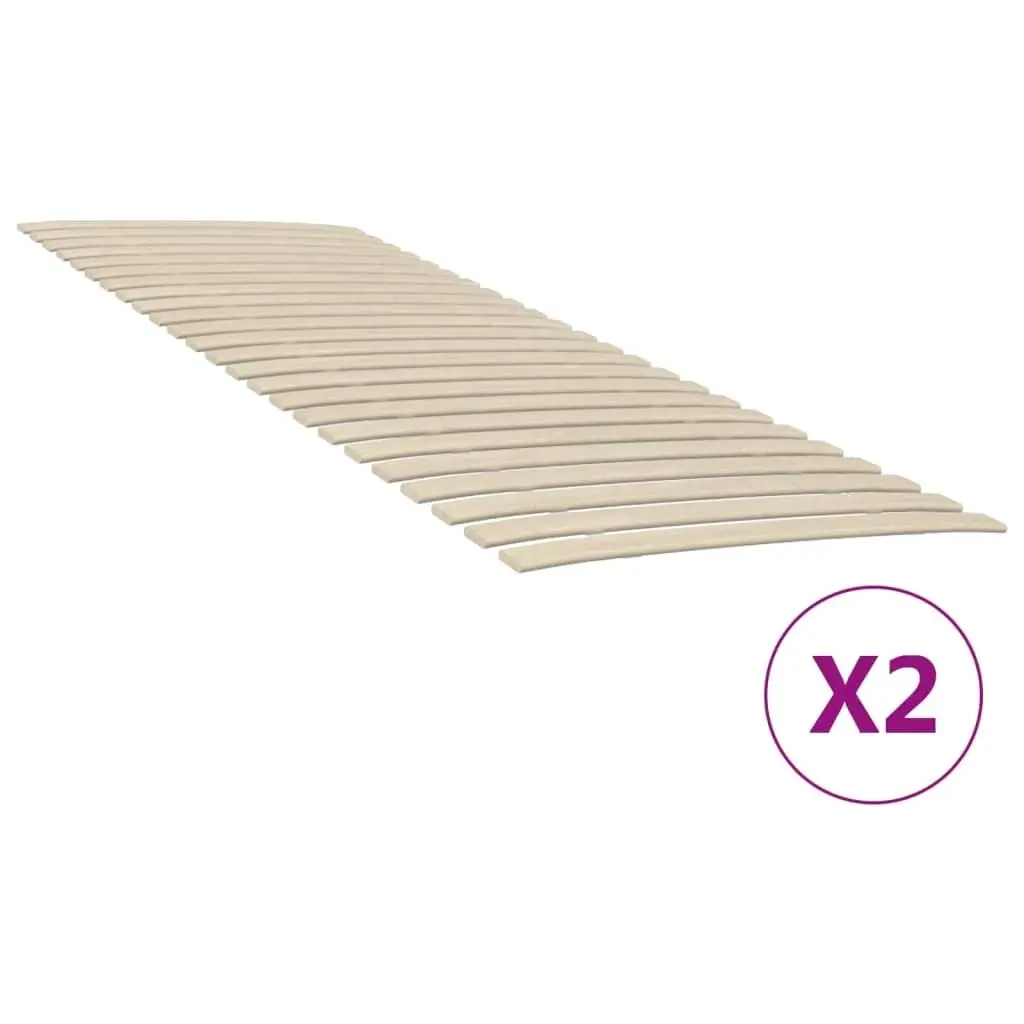 Set of 2 Slatted Bed Bases with 48 Durable Slats - Size 80x200 cm for Ultimate Support