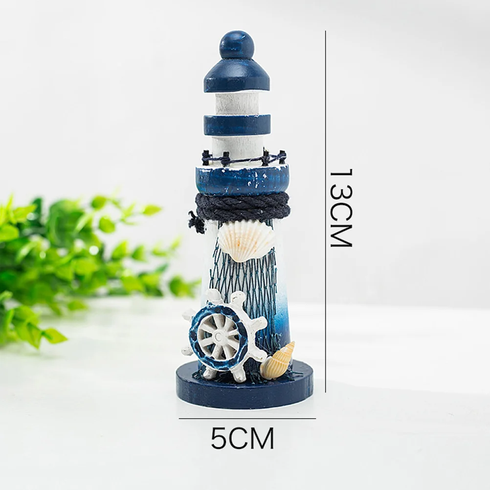 4 Pcs Beachy Room Decor Sailboat Lighthouse Model Adornment Decorations Nautical Statue Wooden