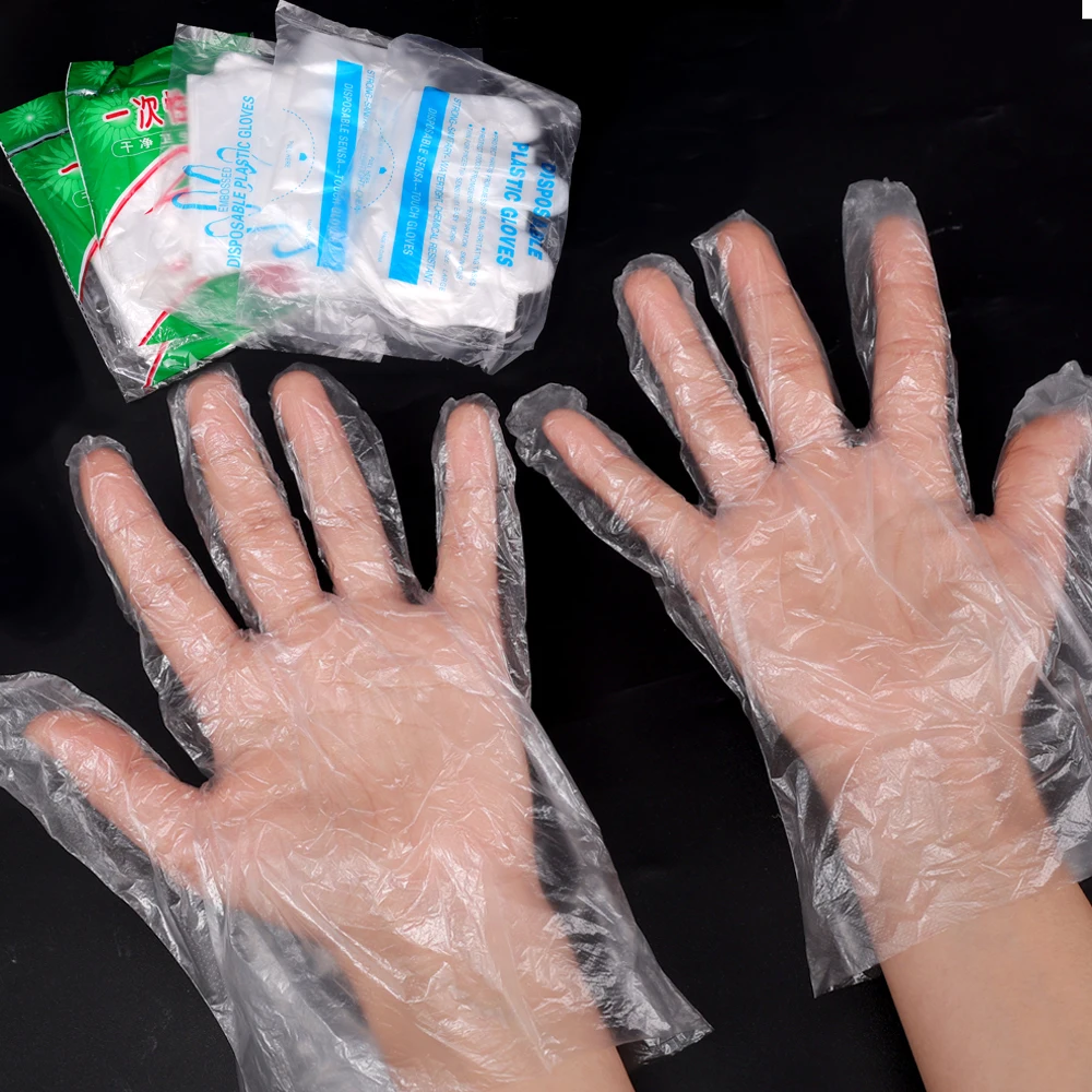 200/100Pcs Disposable Gloves Clear Anti-Slip Design Food Catering Baking Beauty and Hairdressing Transparent Gloves Wholesale