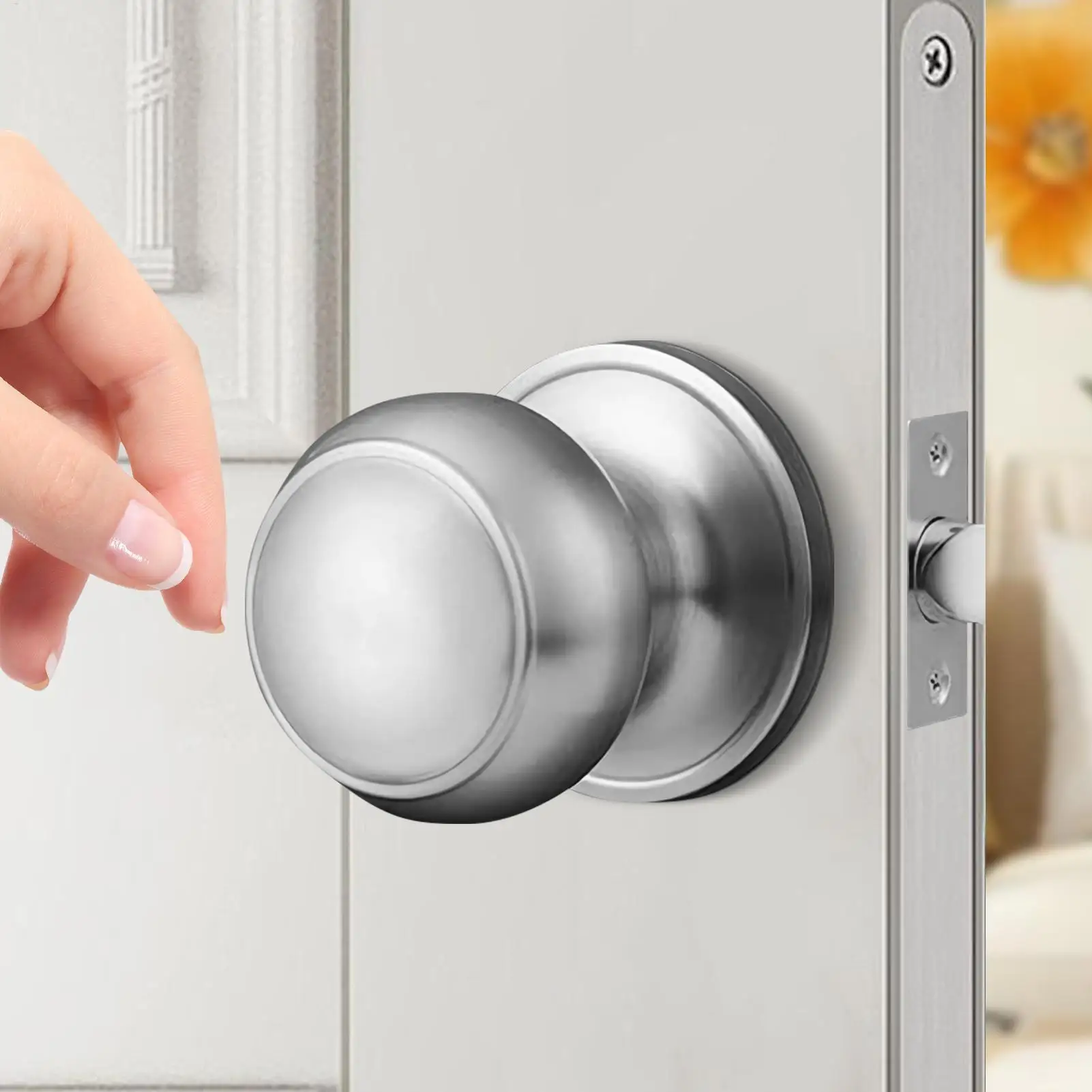 Exterior Door Lock Set Exterior Door Handles Keyless Hardware With Screw Latch Plate For Outside Inside School Home Security