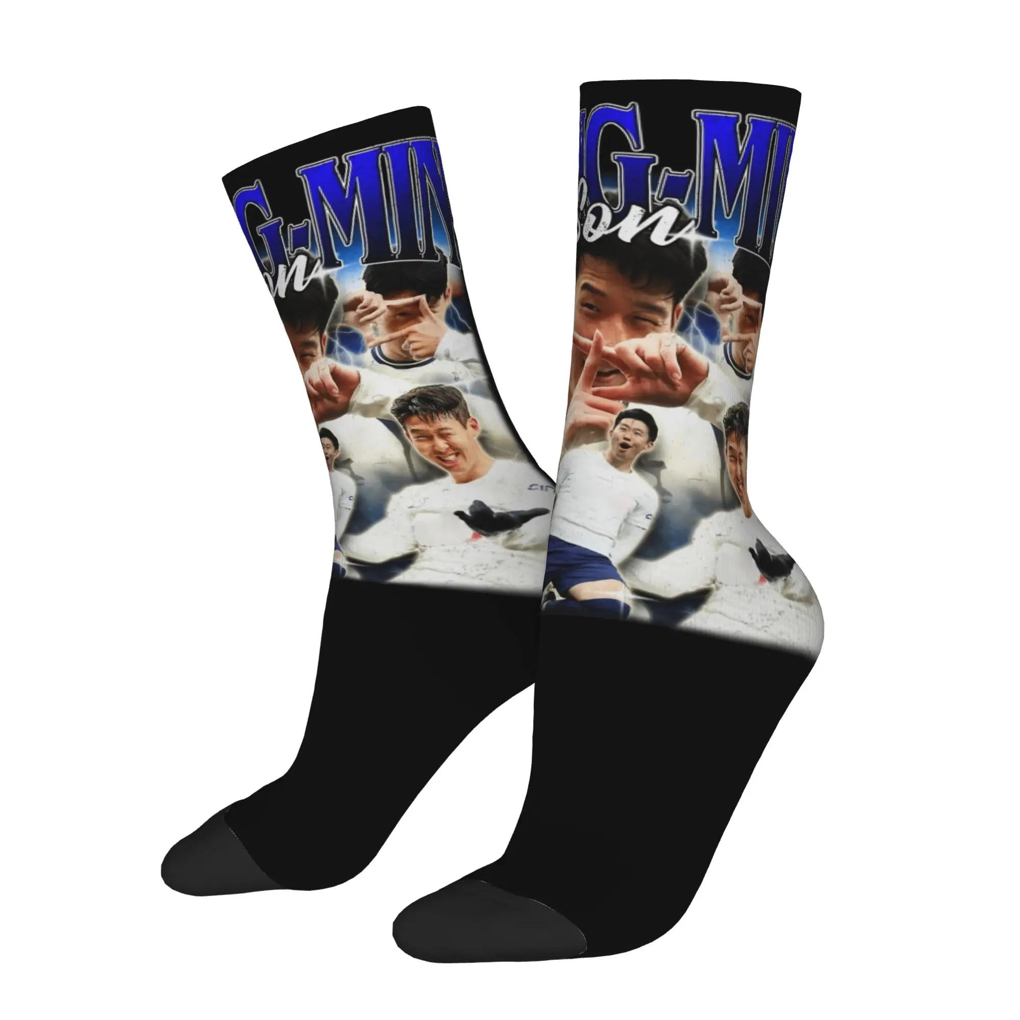 Fashion Son Heung-Min Vintage Soccer Basketball Socks Number 7 Polyester Long Socks for Unisex Non-slip