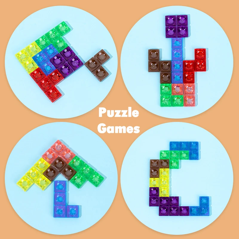 Rompecabezas 3D colorido Tangram de madera para niños, juguetes de matemáticas, juego educativo intelectual para niños