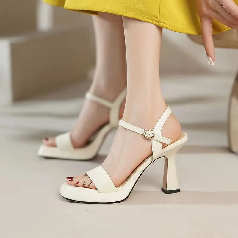 

2024 Women Summer Sandals Platform Sandals High-heeled Shoes Simple style Fashion Shows Thin Heels Plus-size pumps Women's Shoes