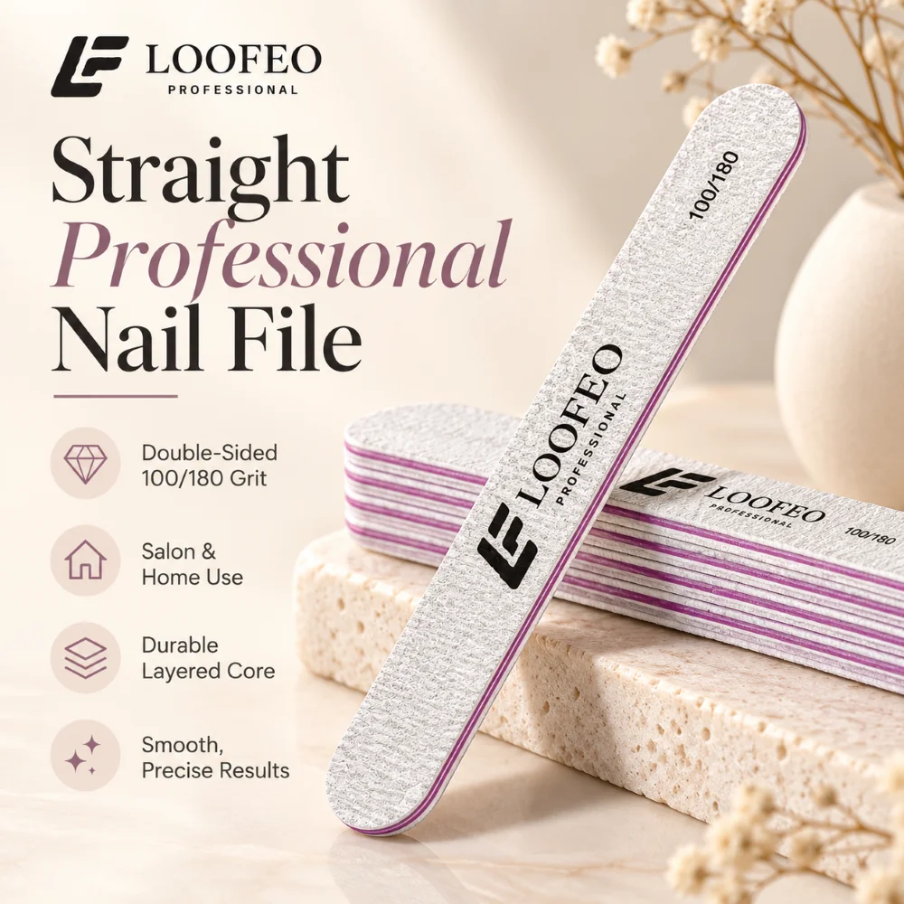 10PCS Straight Nail Files 100 180 Grit Double Sided Zebra Emery Boards With Cushion Core For Controlled Shaping And Smooth Edges