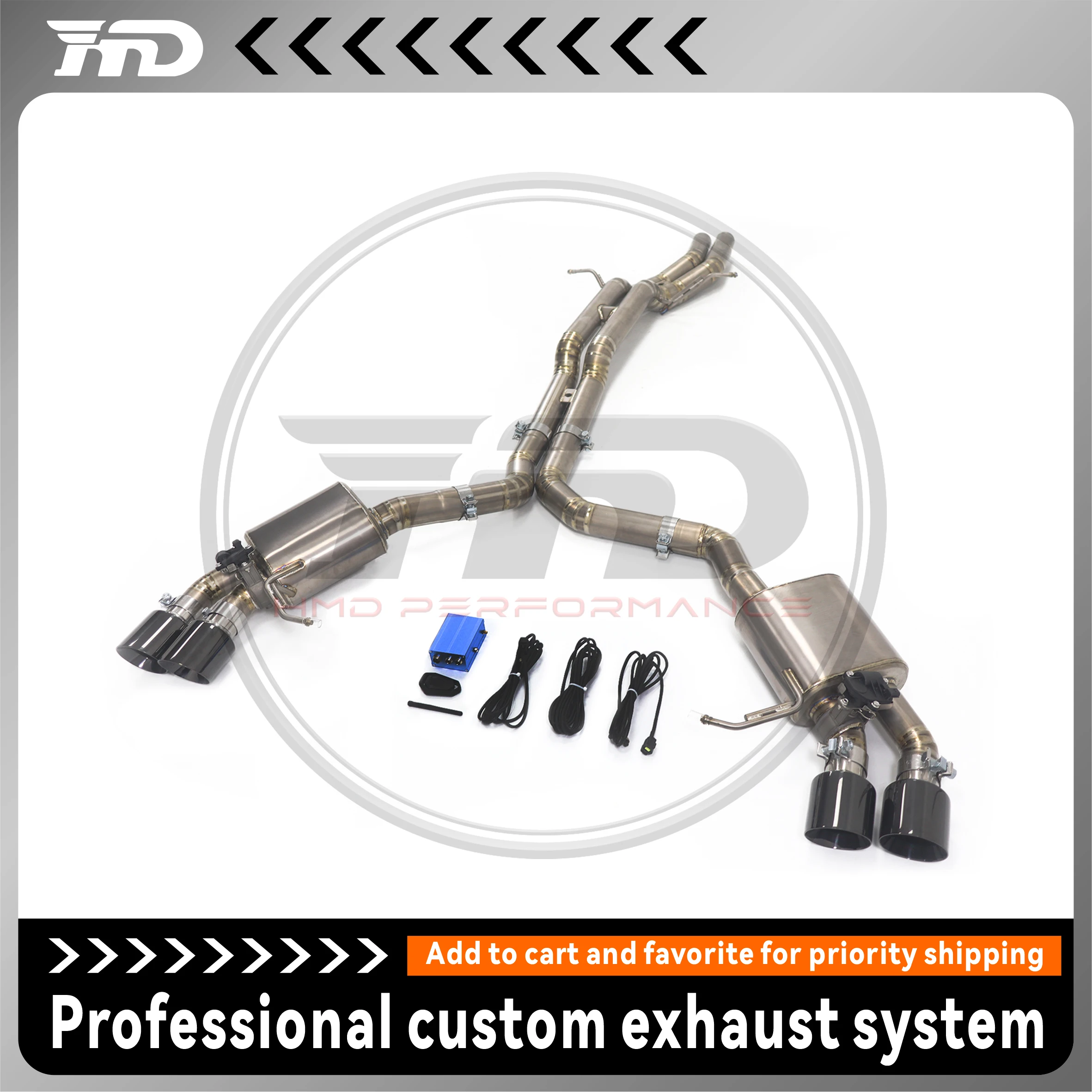 

HMD Titanium Exhaust System Performance Catback for Porsche Macan S GTS 2.9T 3.0T Valve Muffler With Golden Tips
