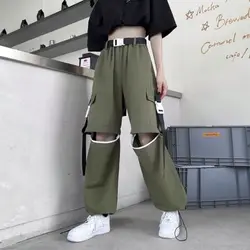 Odpinany Y2K Unisex męskie spodnie wstążki zamek kolano 2 sposoby nosić mężczyzna Pantalon Cargo projekt miłośników CP przystojny elegancka, w stylu Streetwear