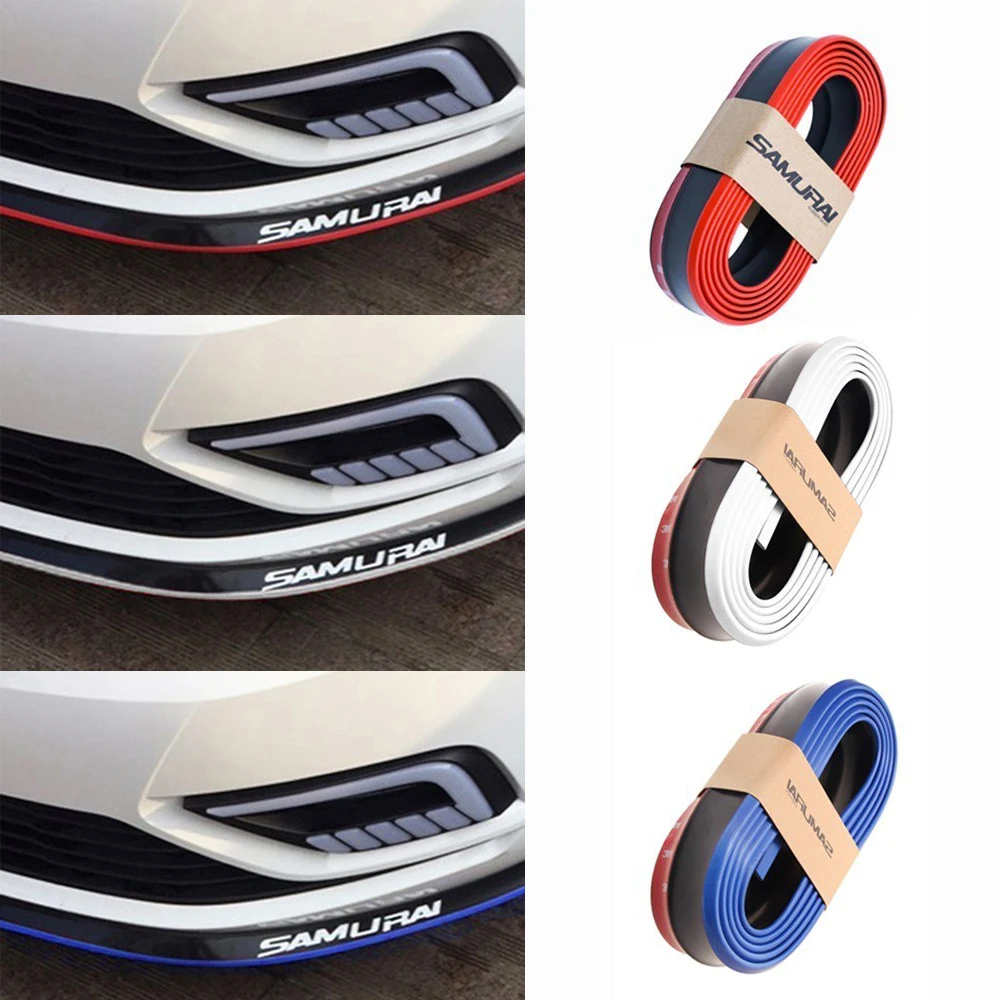 Car Front Bumper Lip Protector Carbon Fiber Rubber Splitter Chin Spoiler Side Skirt Rubber Anti Scratch Protector Body Kit Trim