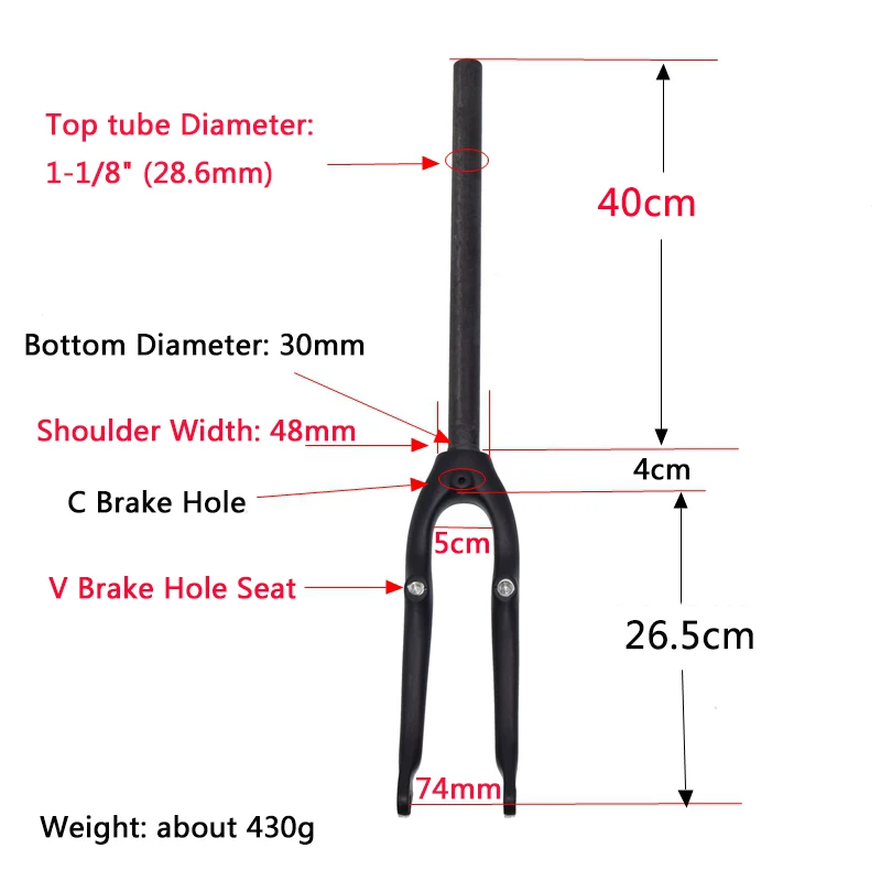 New Folding Bike UD Full Carbon Fibre Front Fork V+C Brake 20er 406/451 74mm Hard Fork Use For SP8 Foldable Bicycle