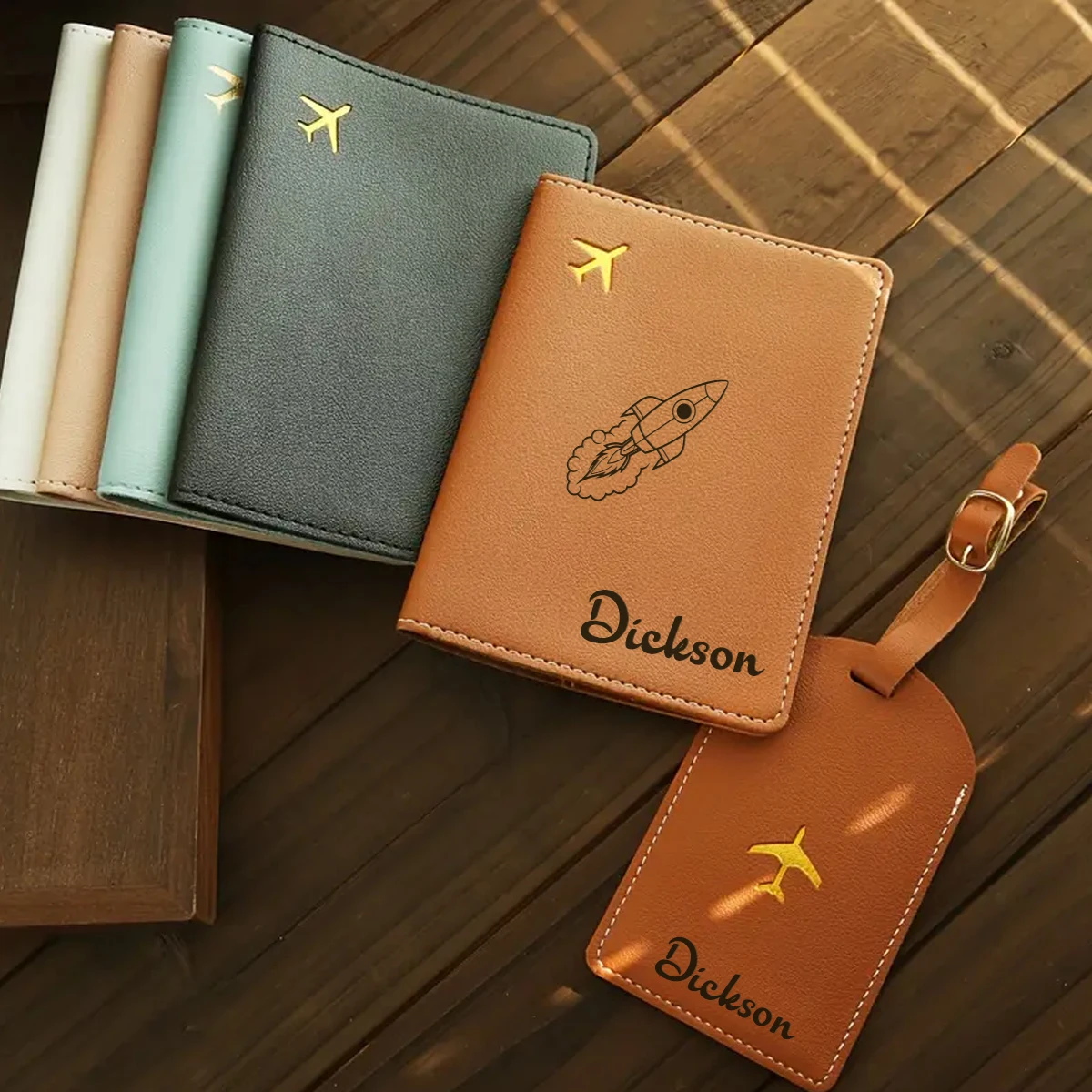 1pc Custom Name Passport Holder and Luggage Tag Set Back to School Gift Leather Luggage Tag Secure