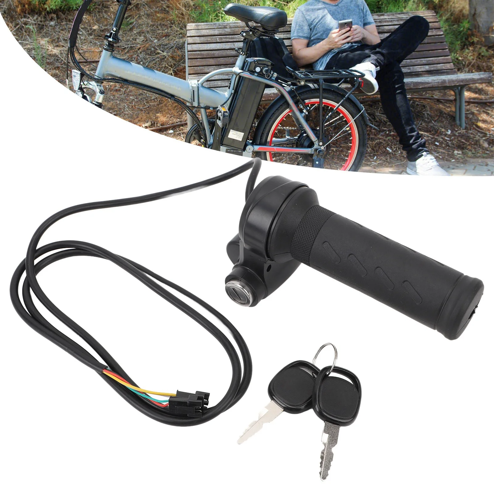 

Electric Bike Throttle Grip Electric Twist Handlebar Comfortable Grip Stable Rubber for Electric Scooter
