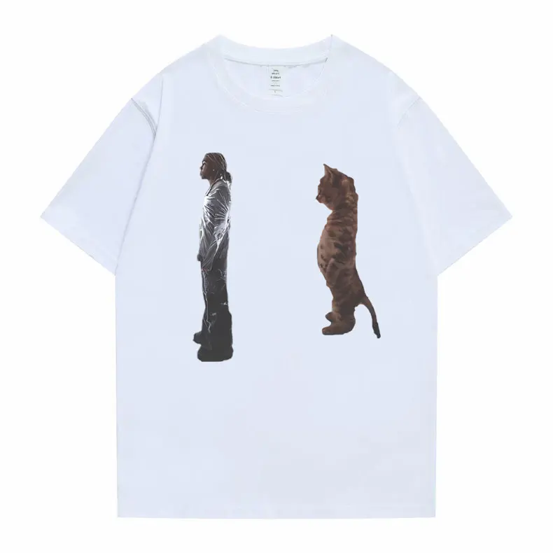 Destroy Lonely Standing Funny Cat Graphic T-shirts Men Women Hip Hop Oversized Tshirt Opium Playboi Carti Ken Carson T Shirts