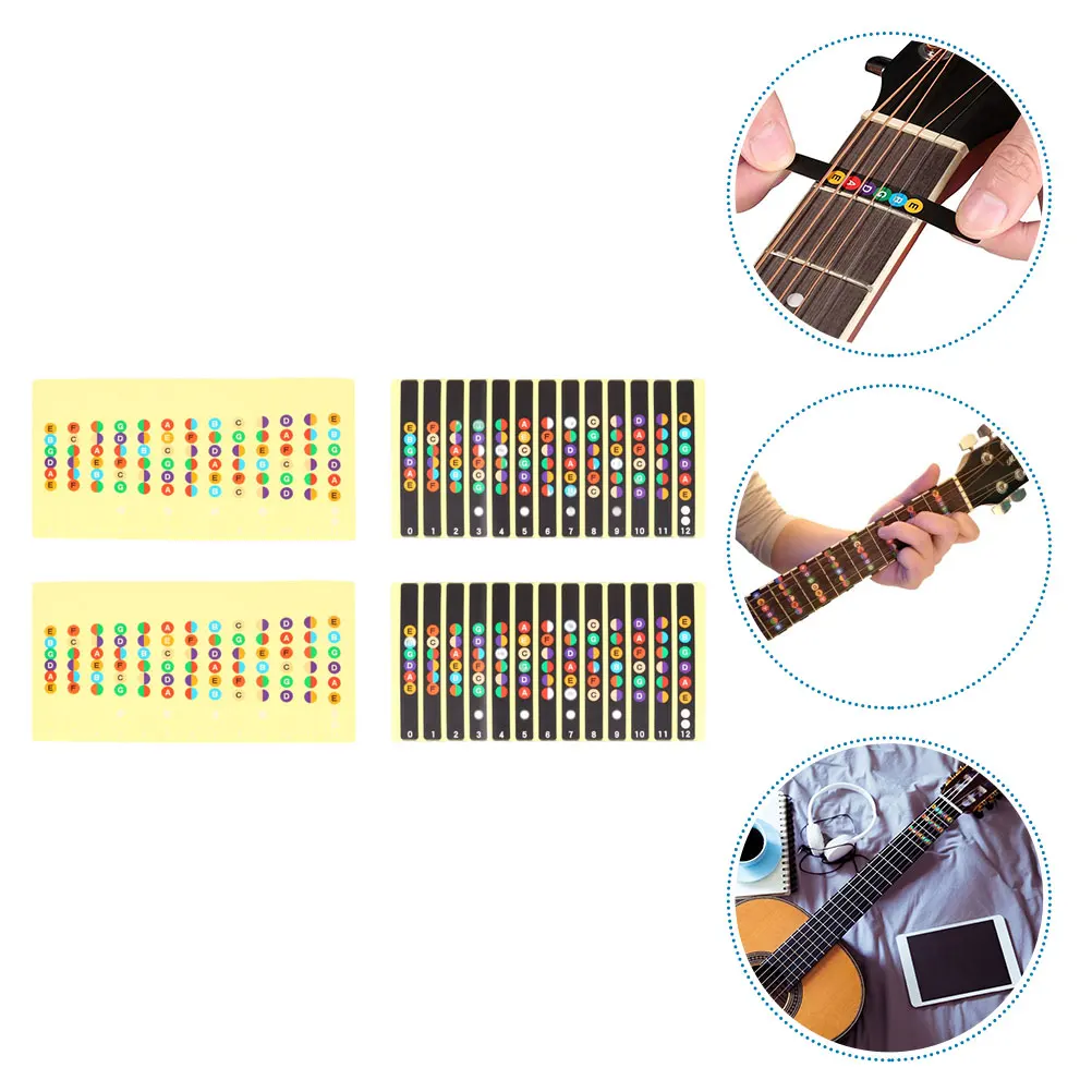 

4 Pcs Guitar Sticker Fretboard Notes for Fingerboard Accessories Stickers