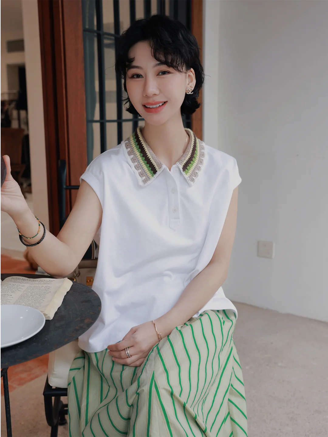 

TT Handmade Silk Noe T-Shirt Summer Casual Loose Fit round Neck Sleeveless Cotton 86.6% Silk 13.4% Noe T-Shirt