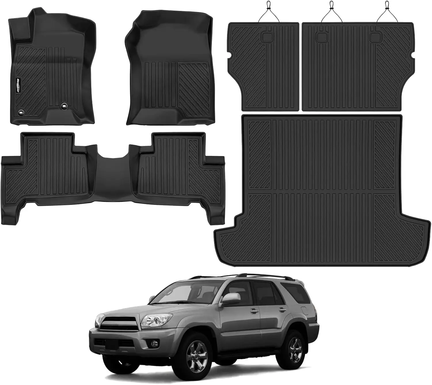 All-Weather Floor, Trunk and Backrest Mats for 2003 - 2009 Vehicles, TPE Material, Black, All-Weather Resistance