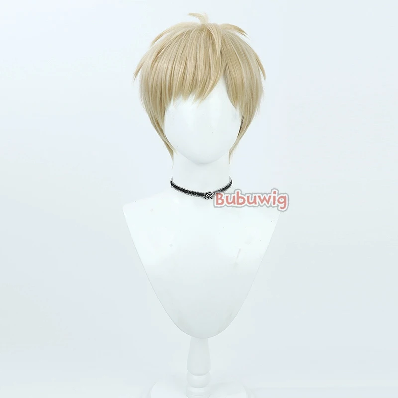 Bubuultraviolet Cosplay Perruques pour hommes, cheveux synthétiques, Court Blonde, Degré de chaleur, Délicieux dans le donjon, 30cm