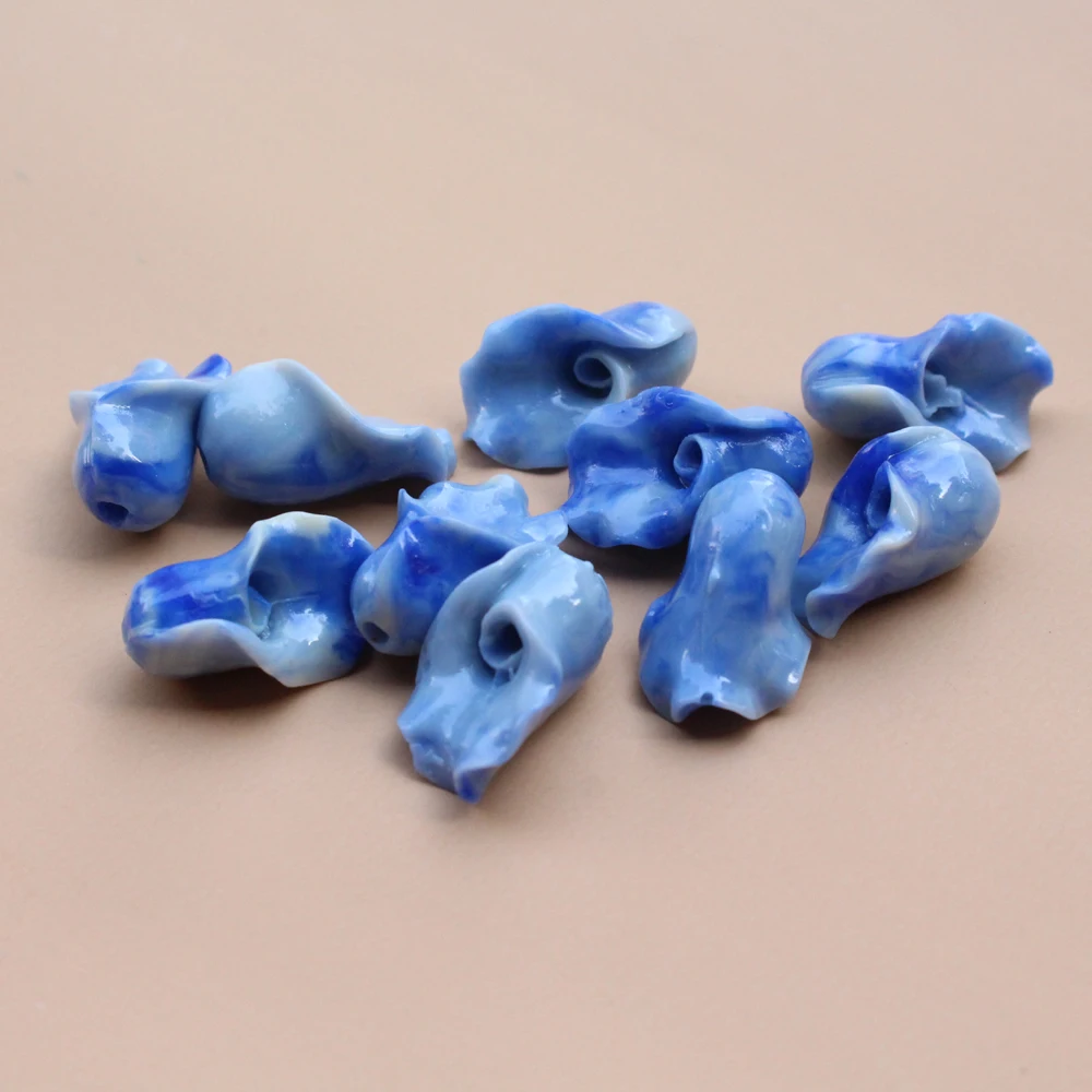 Couple Colored Calla Beads Artificial Coral Flowr Bead for Jewelry Making Pink Blue Jewellery Supplies DIY Materiales Cute