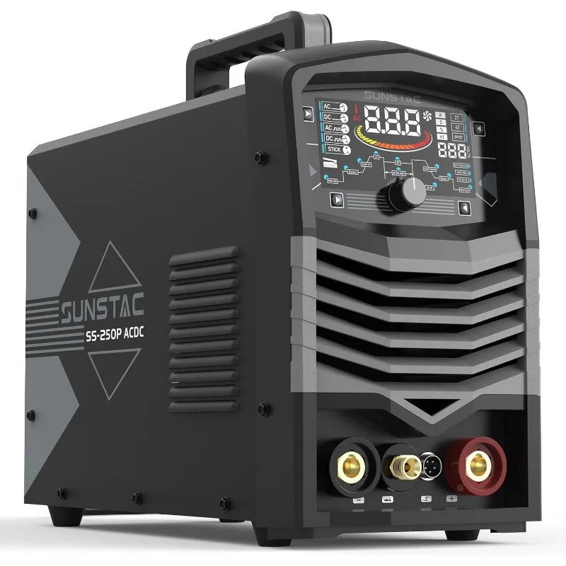 AC/DC 250A Aluminum TIG Welder with Pulse, 110V/220V Dual Voltage TIG Welding Machine with DC TIG/AC TIG/Pulse TIG/Stick