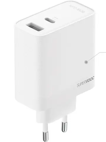 Зарядное устройство Realme 80W SUPERVOOC, два порта GaN, быстрый адаптер с кабелем Type-C, совместимо с iPhone 17-13, iPad, OPPO/OnePlus