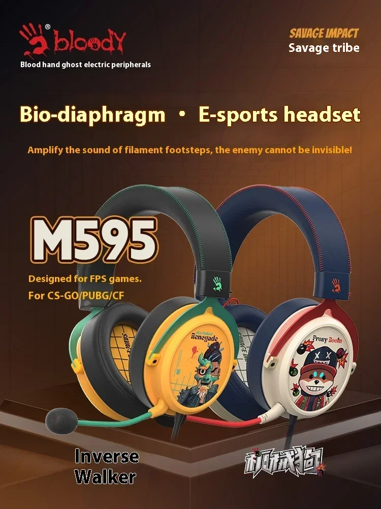 Bloody x SAVAGE IMPACT M595 Wireless Headset Bluetooth Gaming Headphone Lightweight Noise Reduction Pc FPS Valorant Gamer Gift