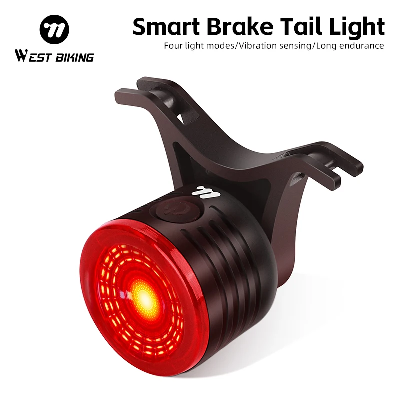 

WEST BIKING Bike Taillight Smart Sensing MTB TailLight Type-C Charging Road Bike Rear Light Warning Taillight Bike Accessories
