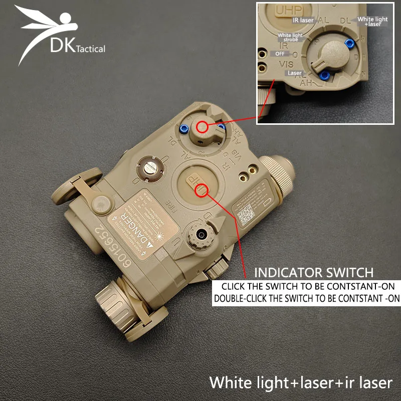 Taktyczny wskaźnik laserowy na podczerwień PEQ15 czerwony zielona kropka/biały LED Laser do broni pasujący do 20MM Rail Airsoft na zewnątrz Laser do