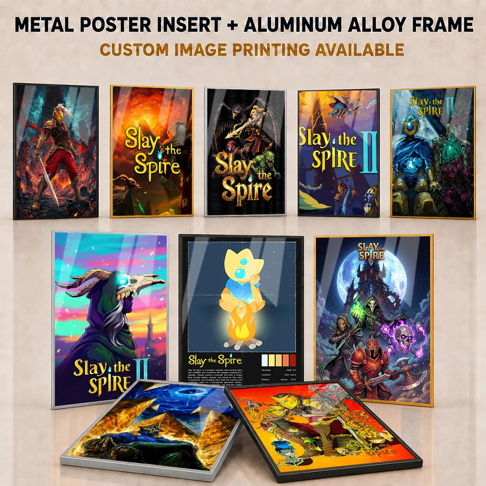 Slay The Spire Metal Posters With Aluminum Alloy Frame Personalized Photo Gaming Inspired Wall Art For Game Room And Desk Area