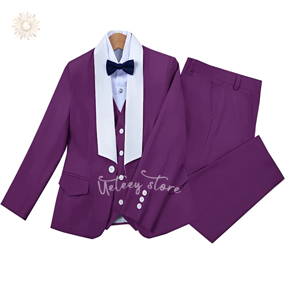 Boys Multiple Colour Formal Dress Vest, Pant, Blazer Suits 3 Piece Slim Fit Dresswear Suit Set for Wedding Party Prom