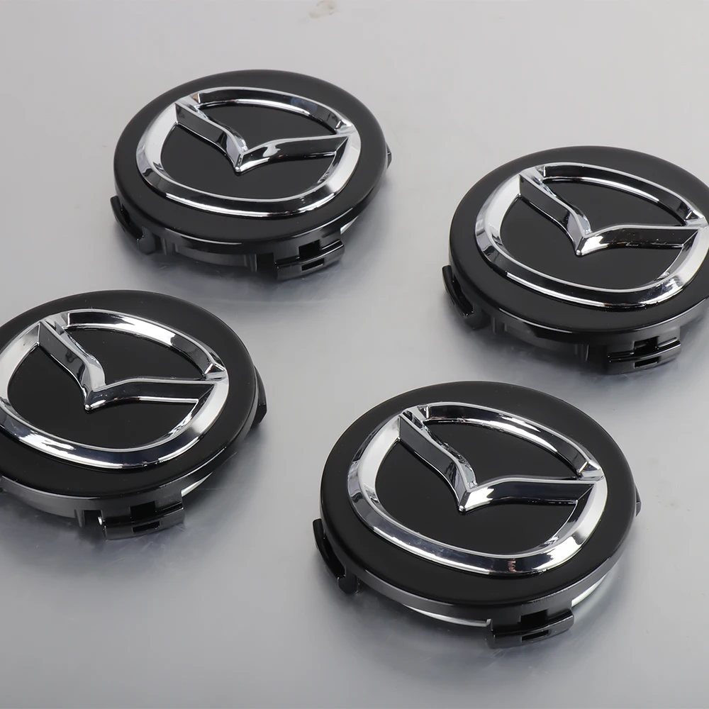 4PCS black Wheel Center Cap Logo Hubcap Emblem Badge Accessories For Mazda 3 6 BL BM GJ CX3 CX-5 CX-8 KE KF CX7 CX9 MX5