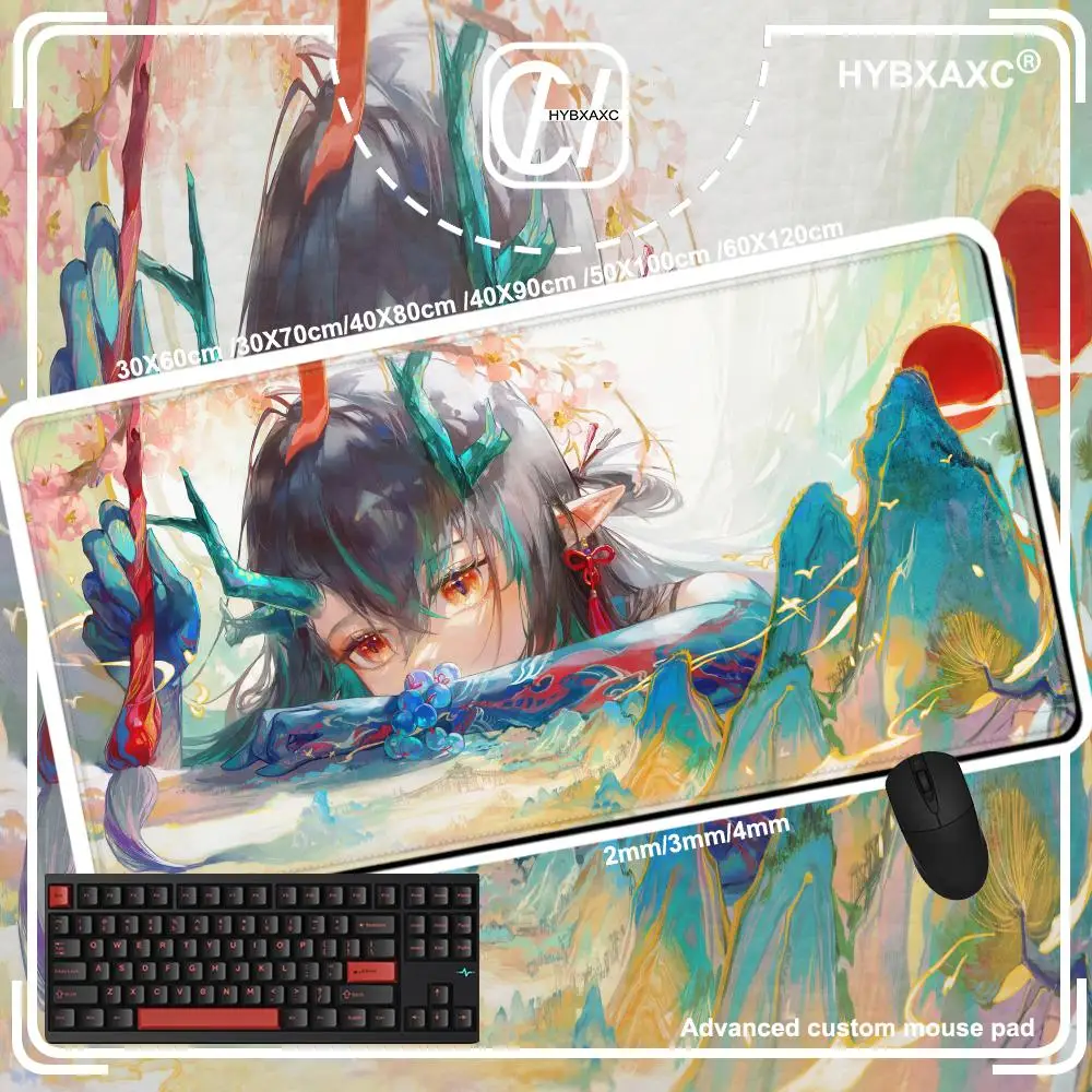 

Коврик для мыши в стиле аниме для девочек Kawaii Arknights, черно-белый коврик для клавиатуры, коврик для ноутбука Dragon Dusk, настольный коврик для мыши, геймерский шкаф, коврик для мыши