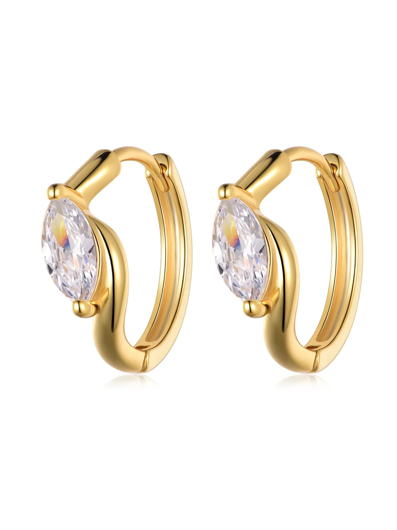 

S925 Silver 0.8CT Marquise Moissanite Earrings Fine Jewelry 18K Gold Plated Minimalist Single Stone Everyday Earrings for Women