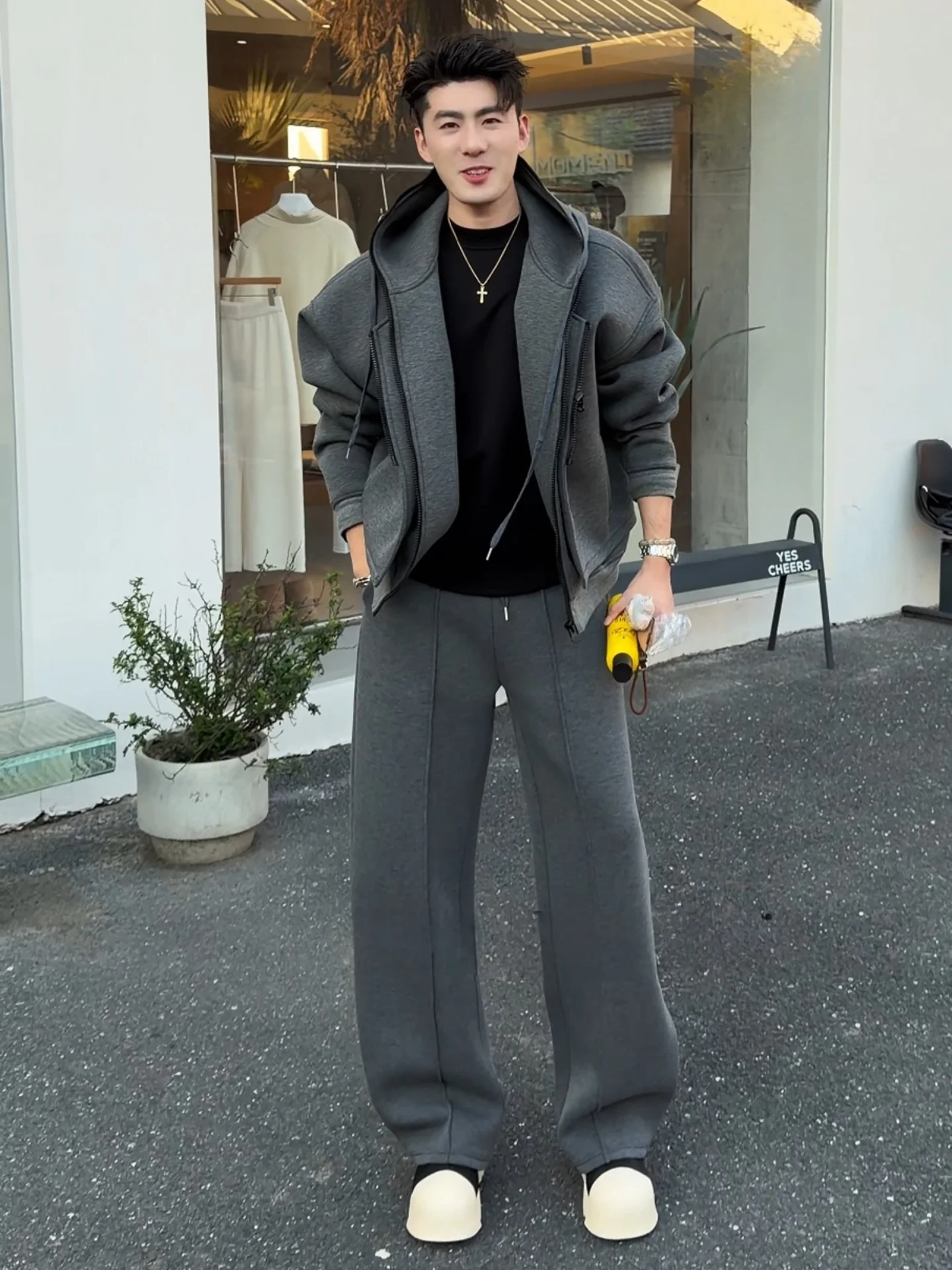 

High Quali Winter Casual Hoodie Jaet And Pants Set for Men Faionable Simple Two-Piece Set Comfortable Long Sve Clothes