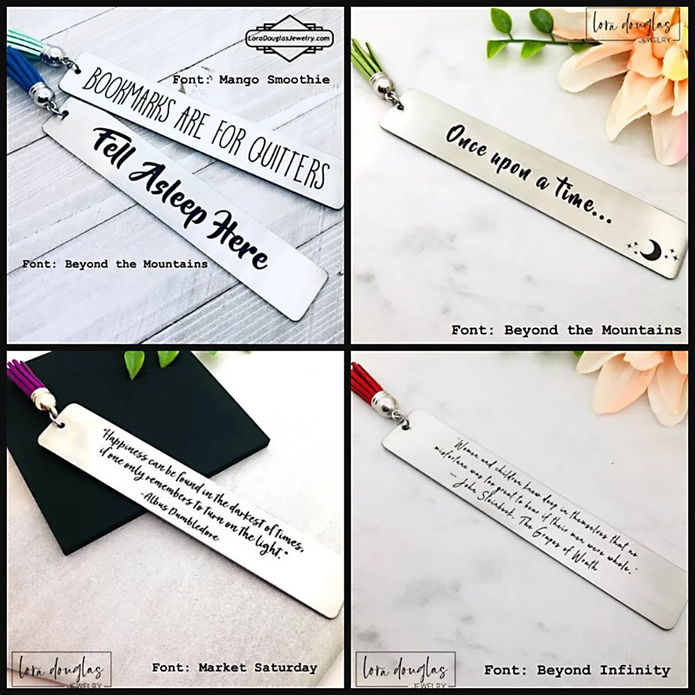 Stainless Steel Fashion Bookmarks Personalized Tassel Square Bookmark Portable European Motivational for Birthday Christmas Gift