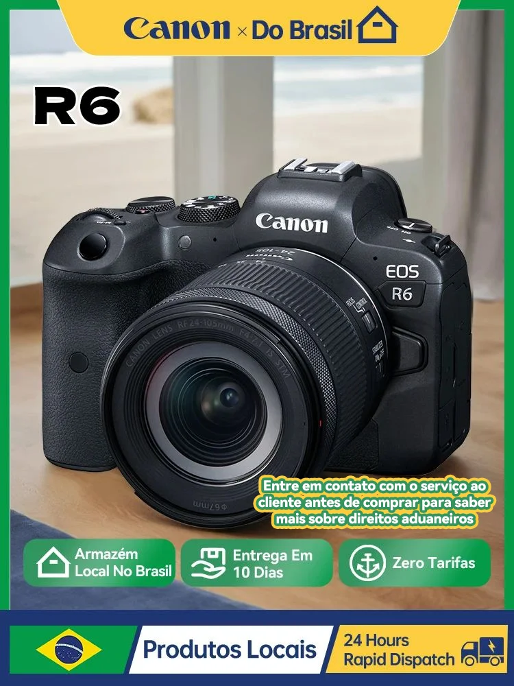 【 Do Brasil 】Canon EOS R6 Full-Frame Flagship Professional Mirrorless Camera 20MP 8 Level Shake Proof 4K Video V-log Shooting R6