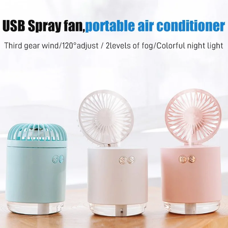 Ventilatore portatile per nebulizzazione a spruzzo d'acqua elettrico USB ricaricabile Desktop Office Mini ventola di raffreddamento ad aria umidificatore per condizionatore d'aria