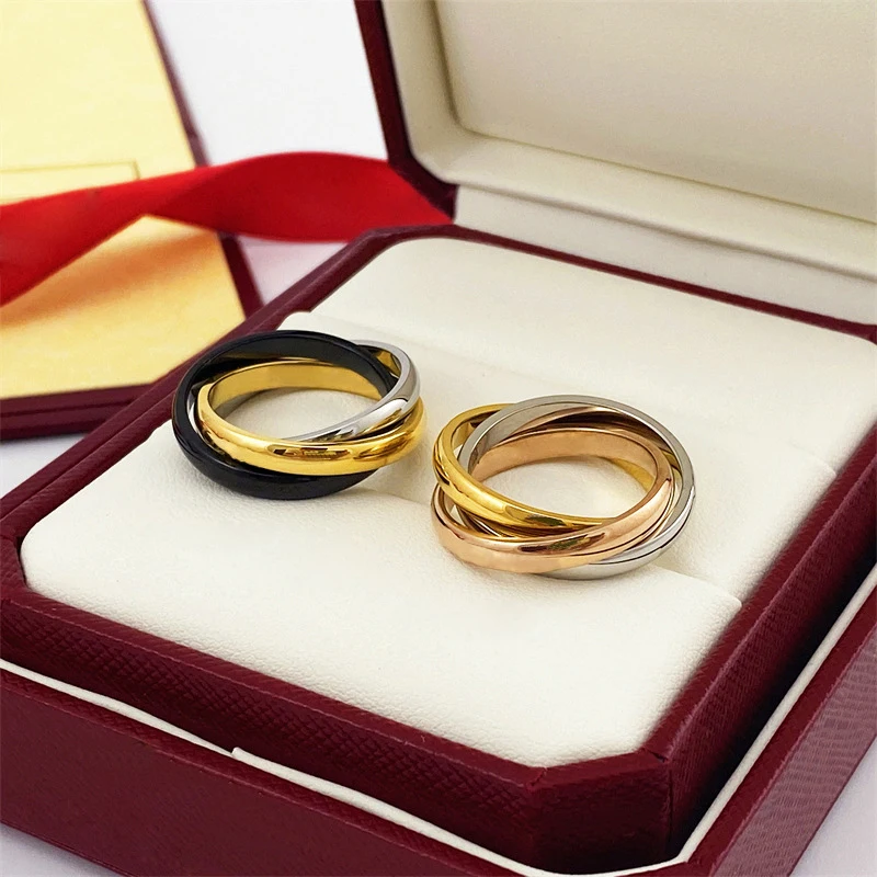 2023 Classic Original Design Tricolor Trinity Ring Fashion Brand Jewelry Couple Ring Gift