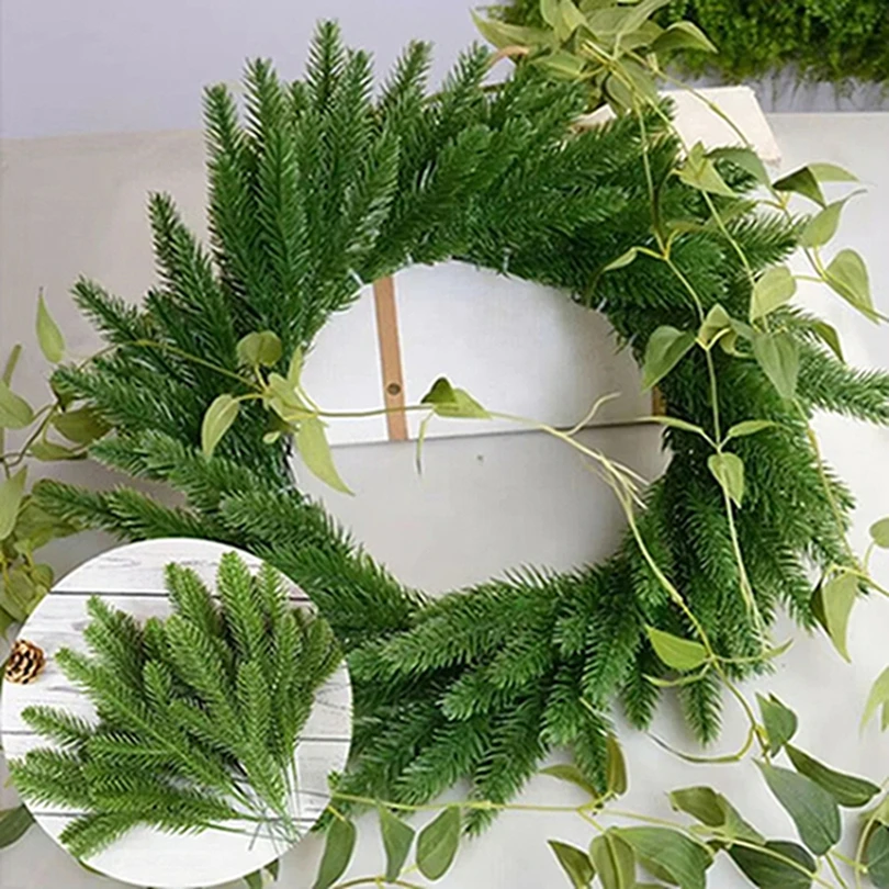 

50Pcs Artificial Plant Pine Needle Room Ornament Outdoor Garden Decor Accessory Wedding Christmas Home Tree Atmosphere Accessory
