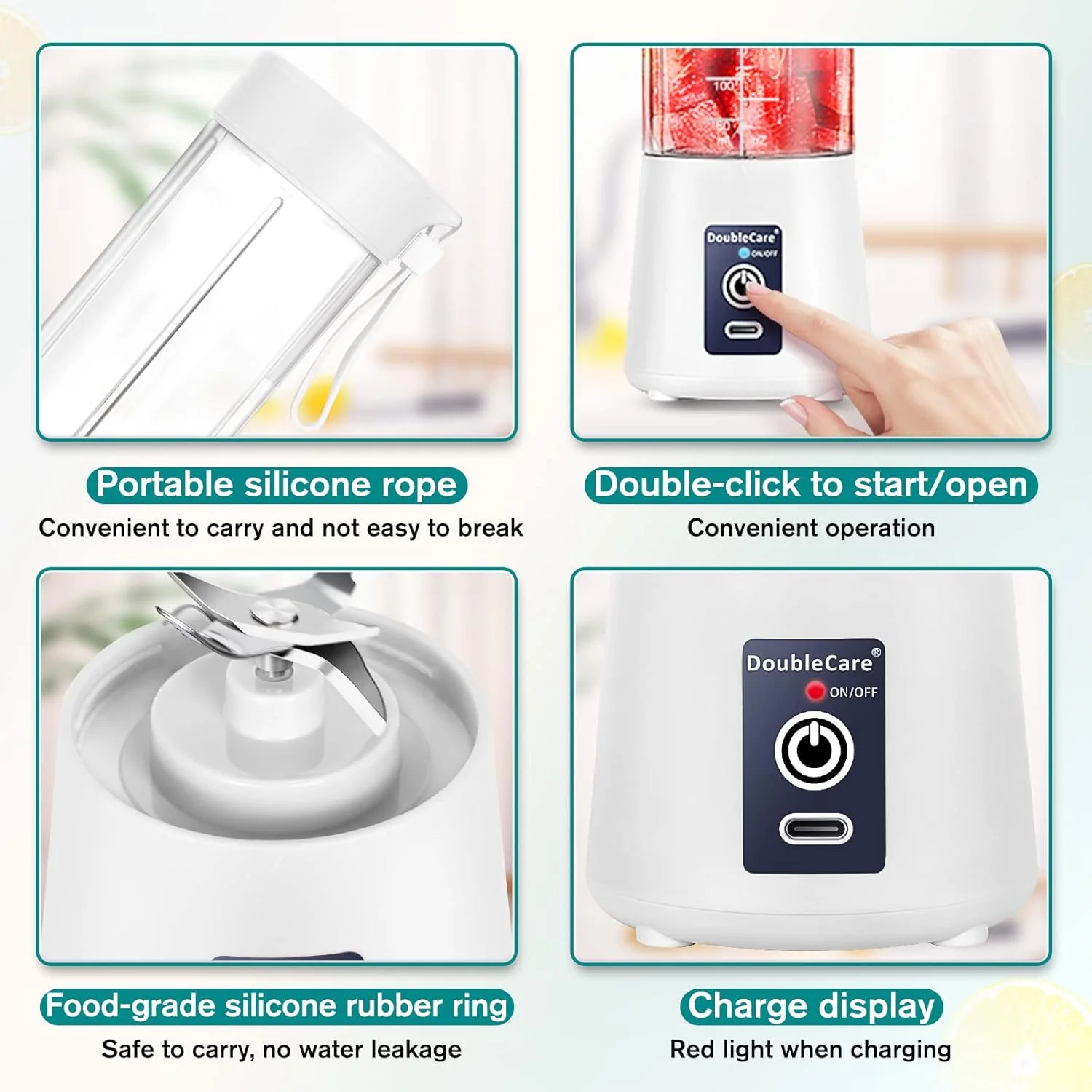 Portable Blender for Shakes and smoothies with Scale, 4000mAh Personal  Blender 15.2 oz,150w 6-Blades Blender Bottles, USB Recha