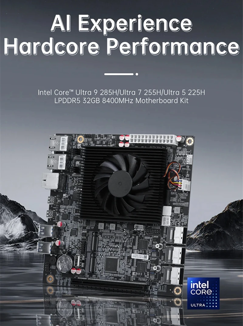 Topton 2x10G LANs NAS Motherboard 14-Bay Intel Ultra 9 285H 7 255H 64G/32G LPDDR5 Max 12*SATA 2*NVMe 2*USB4 Gaming PC Mainboard