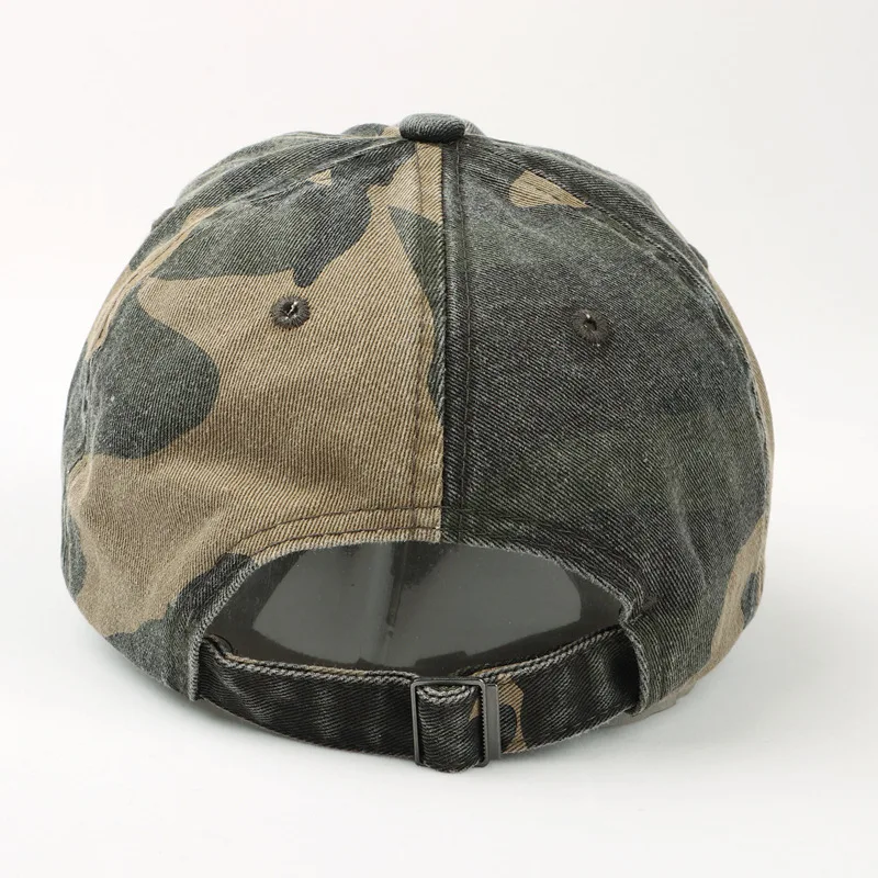 Summer Fashion Trendy Women Men Cotton Washed Denim Camouflage Curved Brim Baseball Cap Unisex