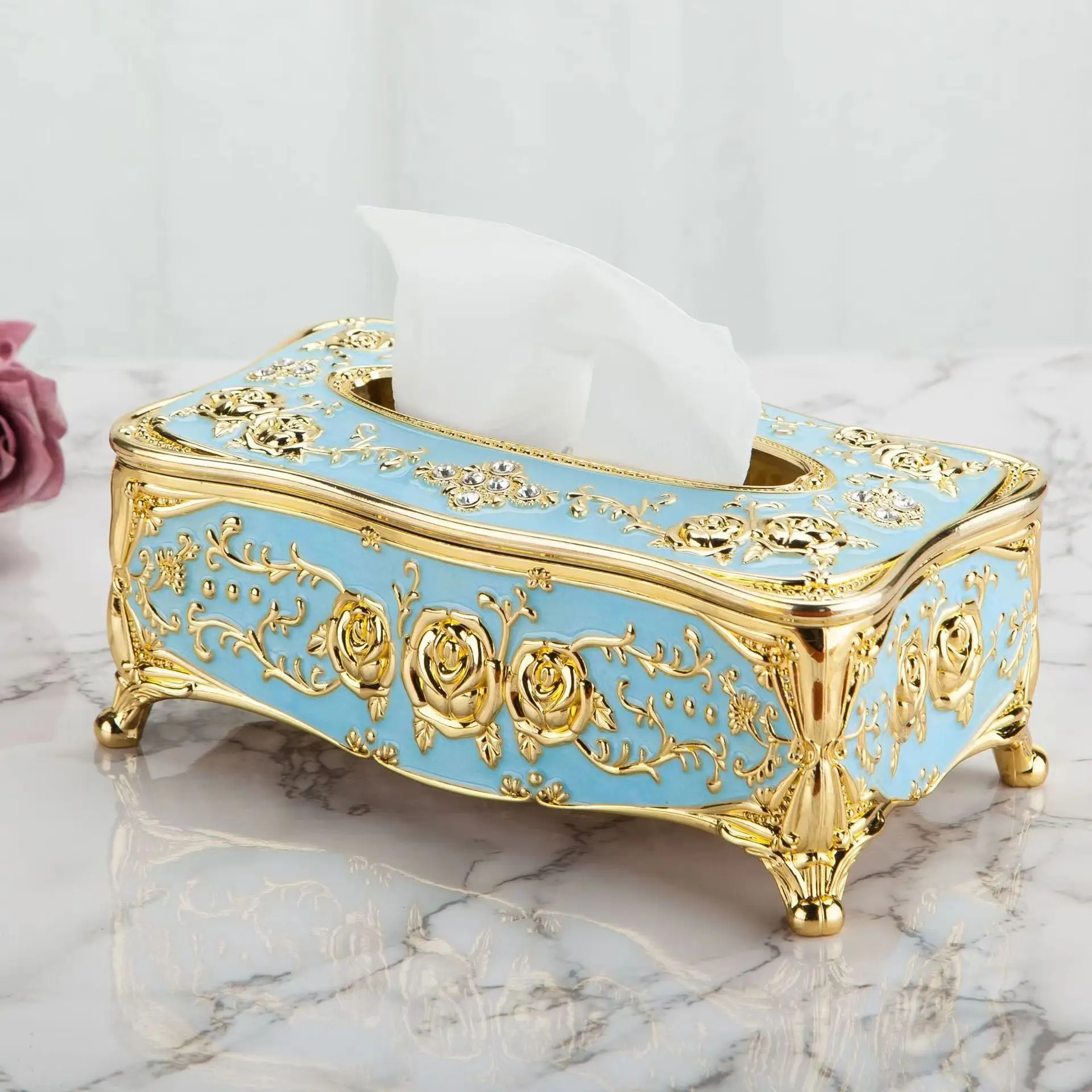 1PC European style tissue box, high-end hotel restaurant kitchen napkin extraction box, household tissue storage box