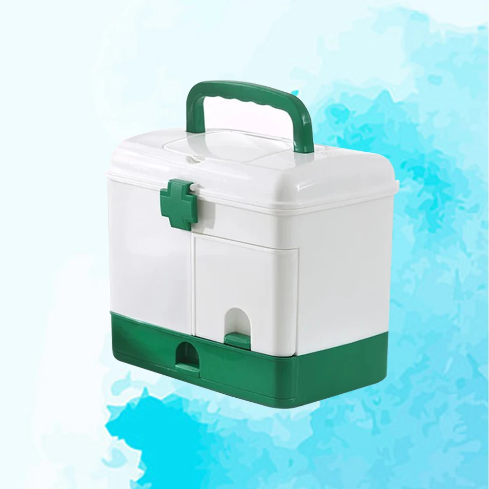 Multi-Layer Medical Kit Large Capacity Plastic Medicine Case For Home Aid Emergency Storage Box Green