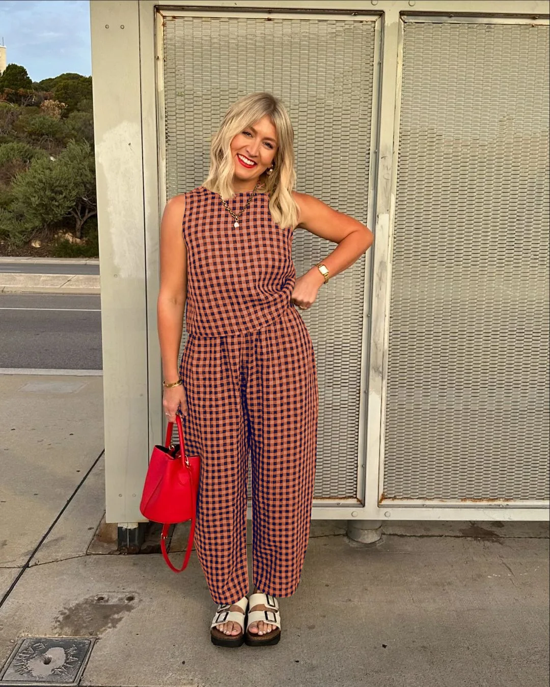 

Fashion Women's Trousers Set Printed Plaid Sleeveless 2025 Spring And Summer Casual Vest Briefs Home Clothes Women's 2-piece Set